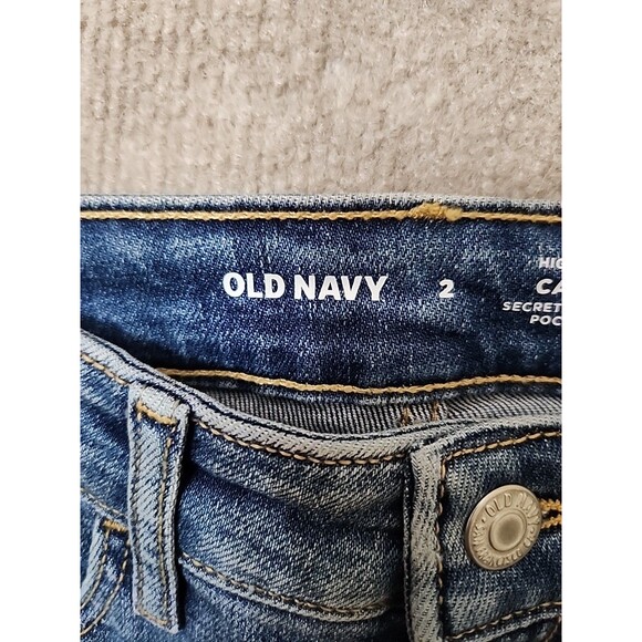 Old Navy Rockstar Slim Capri Jeans Womens 2 Blue Medium Wash Stretch NEW - Picture 9 of 12